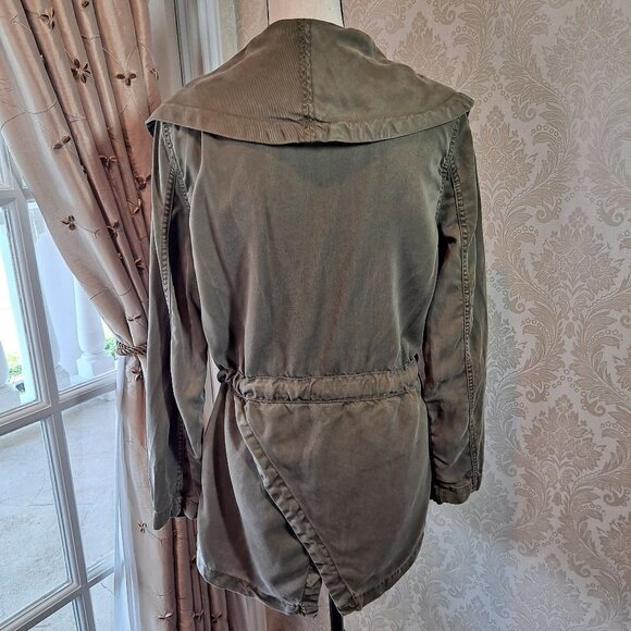 Nanette Lepore Size Large Olive Green Utility Jacket Tie Waist Pockets EUC - Picture 6 of 13